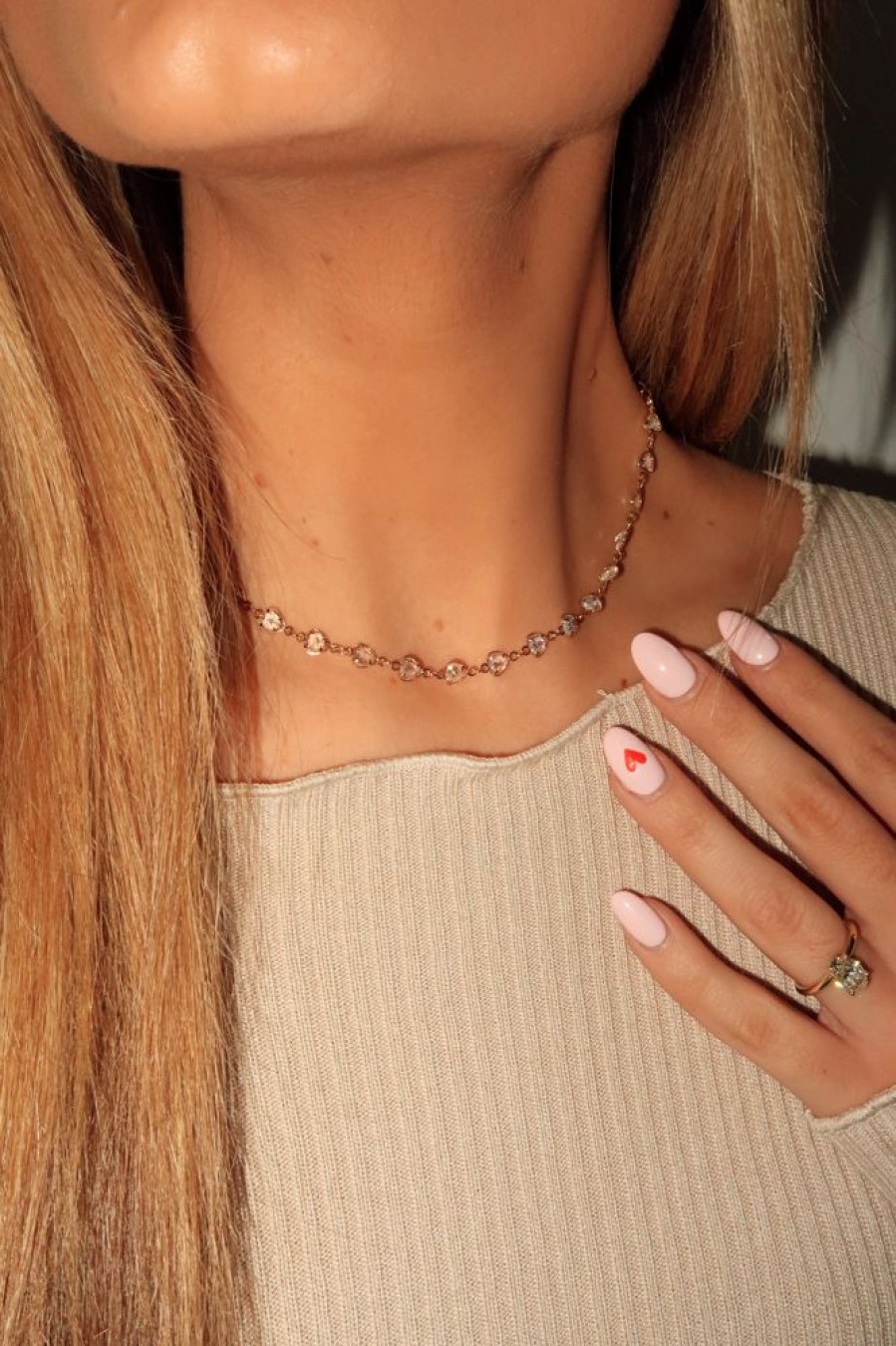 Lane 201 Necklaces | Rhinestone Heart Choker Necklace