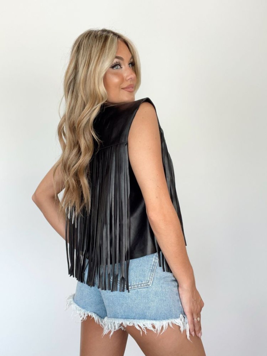 Lane 201 | Black Fringe Vest