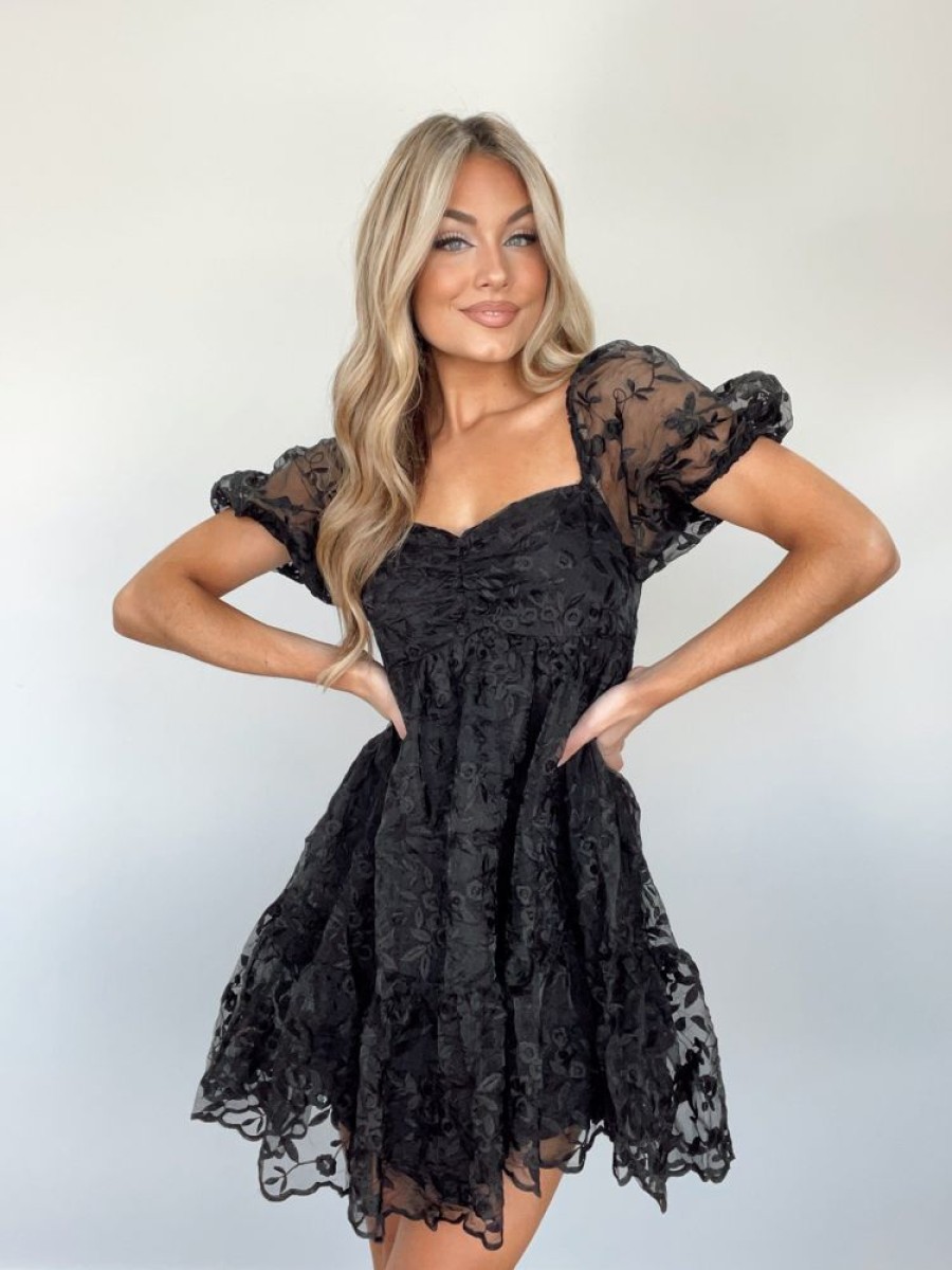 Lane 201 | Black Lace Babydoll Dress