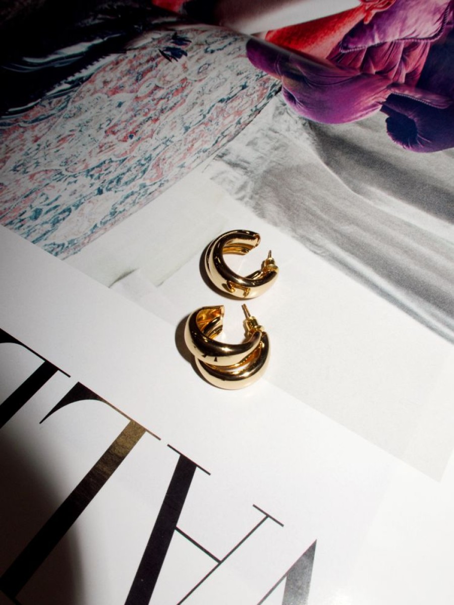 Lane 201 Earrings | Gold Layered Beveled Earrings