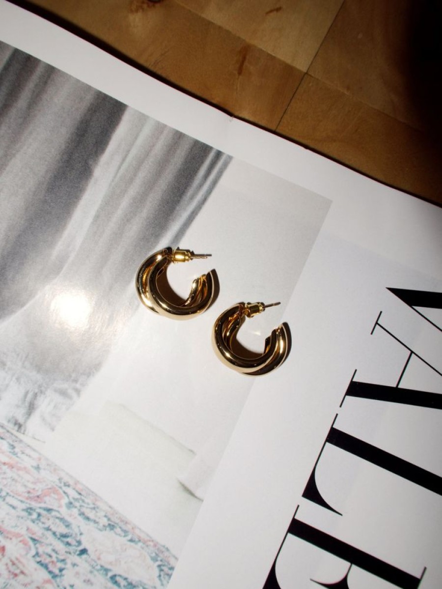 Lane 201 Earrings | Gold Layered Beveled Earrings