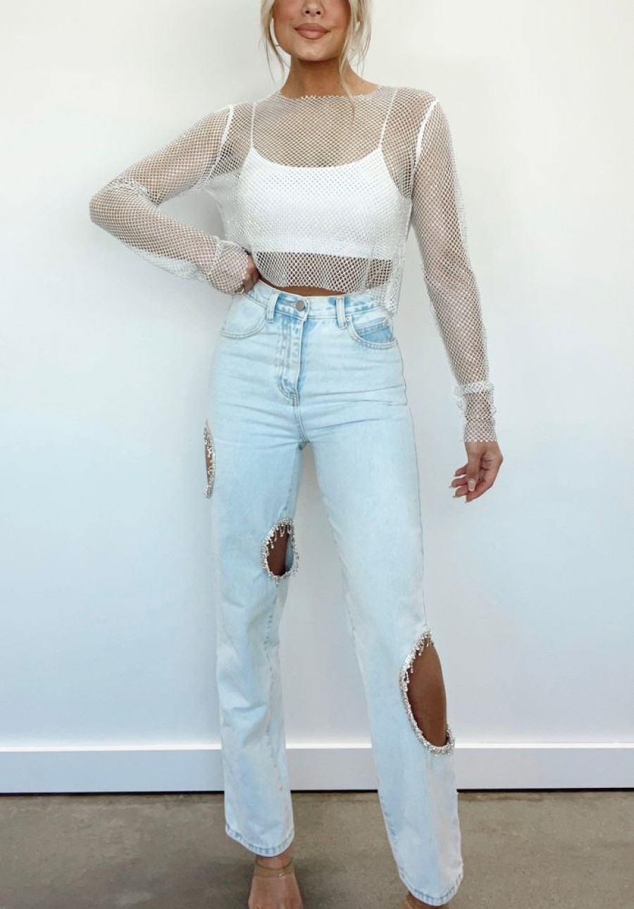 Lane 201 | Light Wash Rhinestone Denim