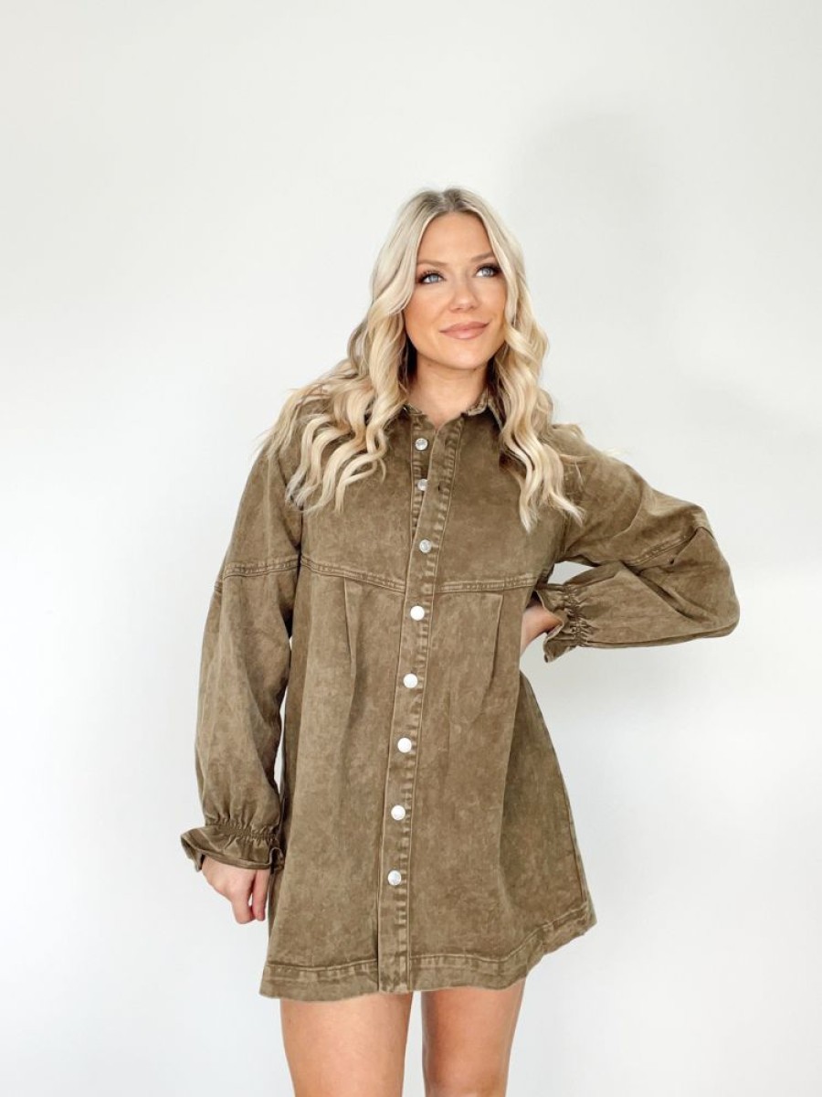 Lane 201 | Olive Denim Tunic Dress