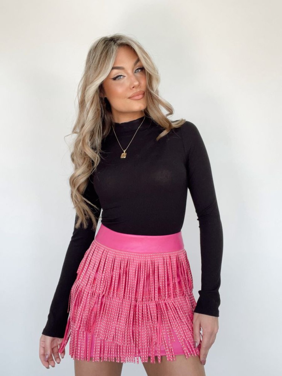 Lane 201 | Fuchsia Too Much Fringe Skirt