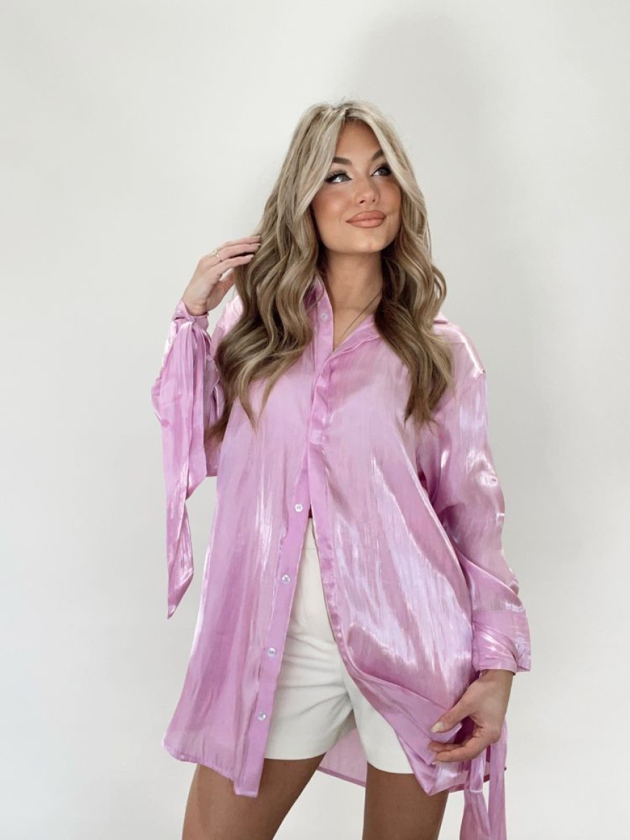 Lane 201 | Lilac Shimmer Button Down Top