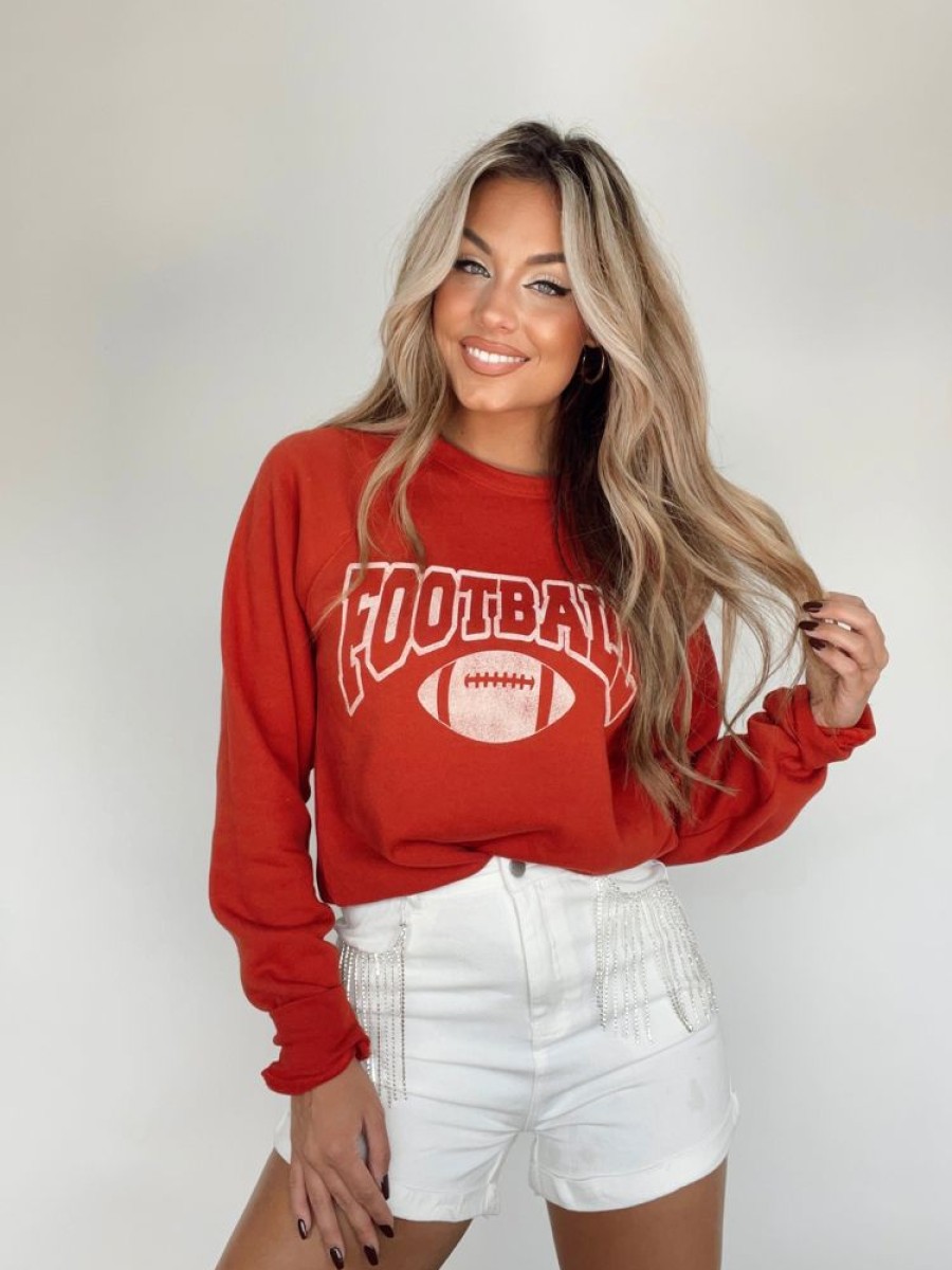 Lane 201 | Red Football Crewneck