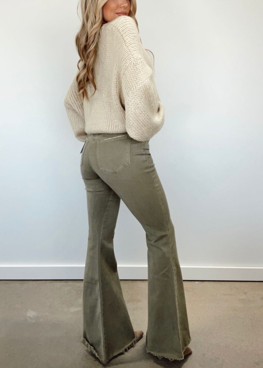 Lane 201 | Olive Super Flare Jeans