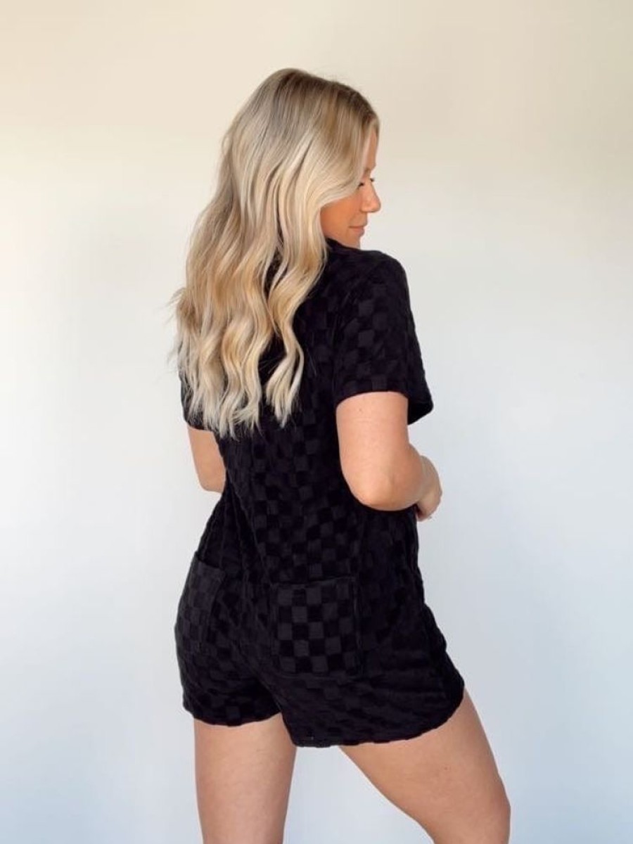 Lane 201 | Black Checkered Romper