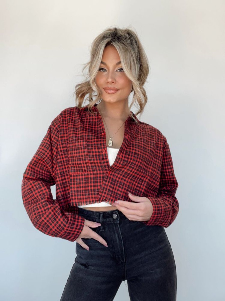 Lane 201 | Red By The Fire Plaid Top