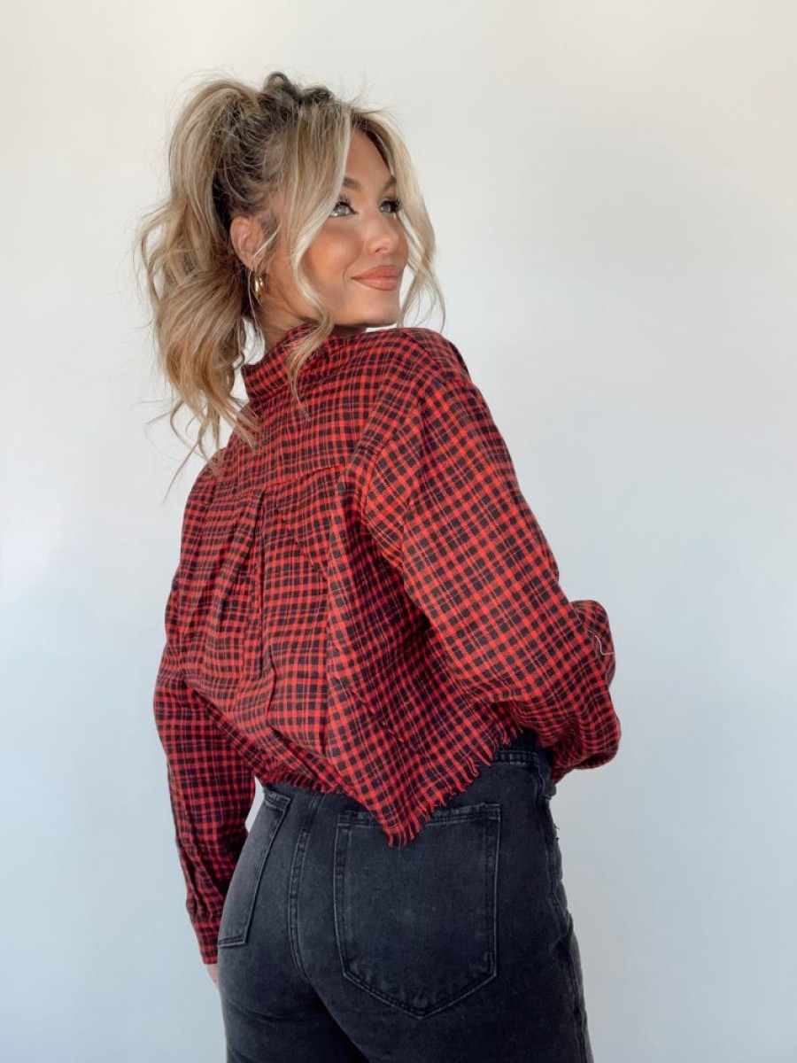 Lane 201 | Red By The Fire Plaid Top