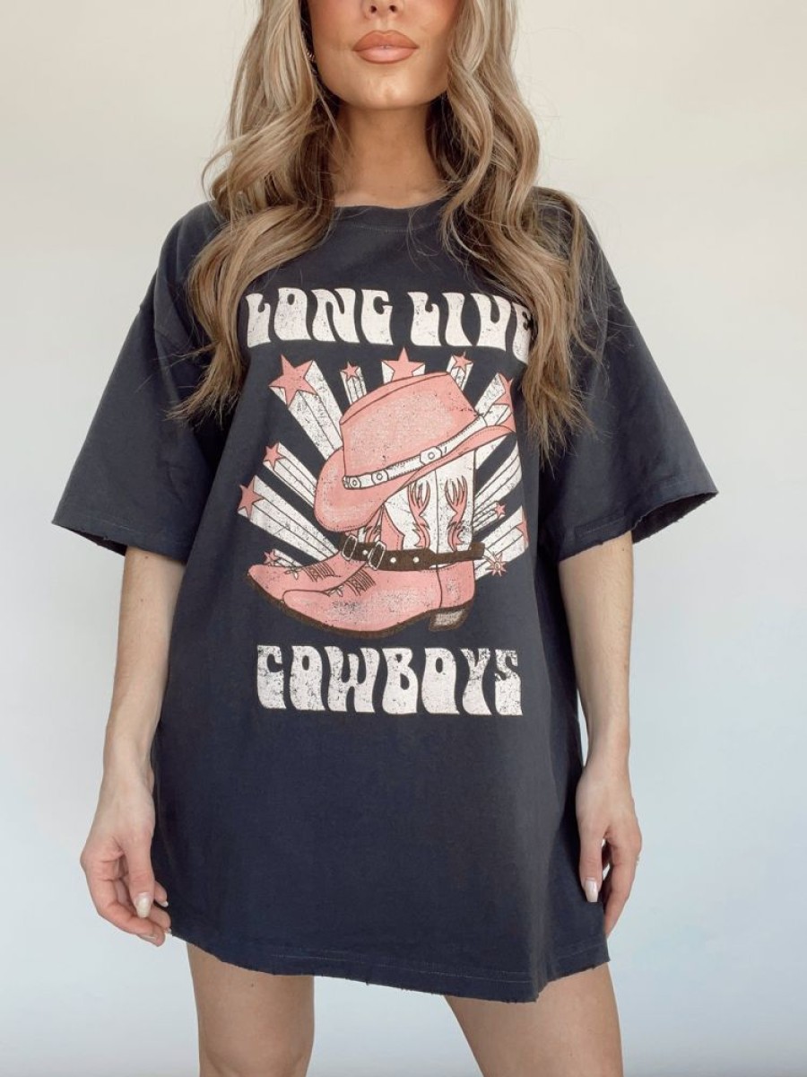 Lane 201 | Black Long Live Cowboys Graphic Tee