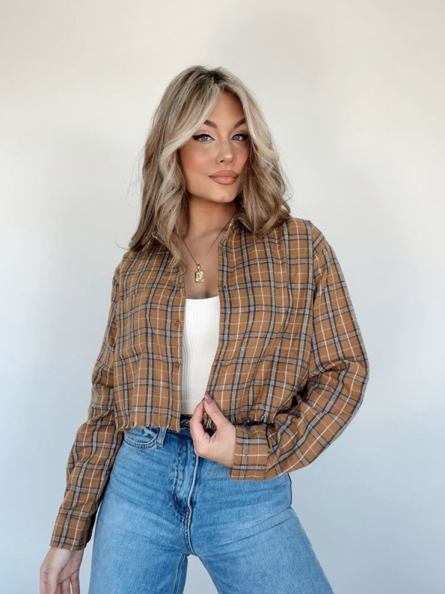 Lane 201 | Camel By The Fire Plaid Top