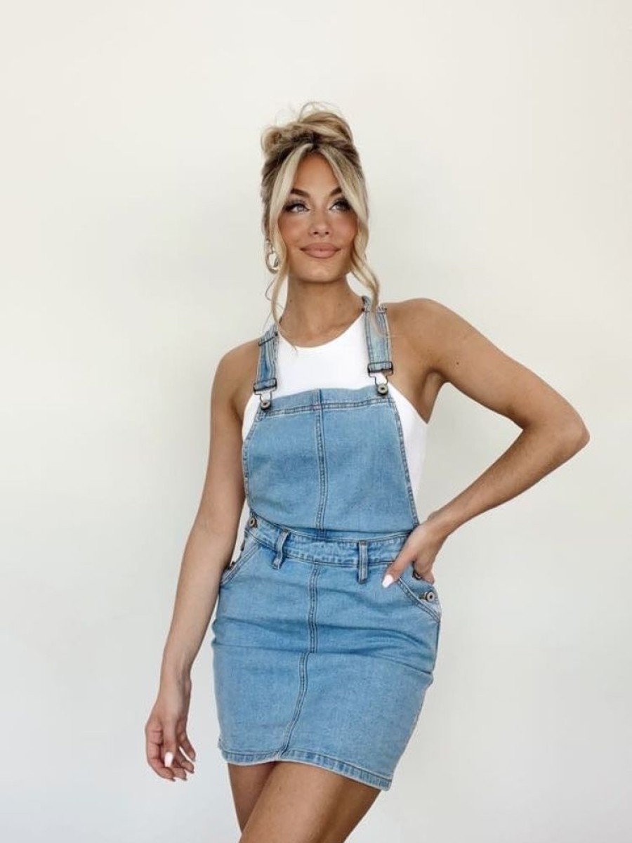 Lane 201 | Light Denim Overall Dress