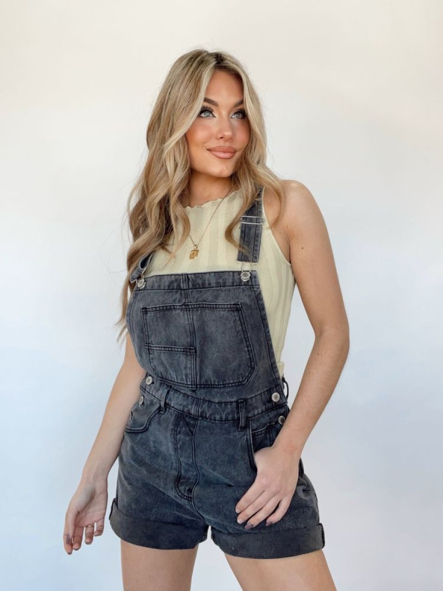 Lane 201 | Charcoal Denim Bailee Overalls