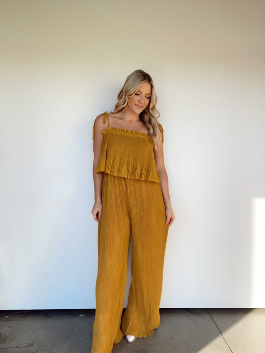 Lane 201 | Mustard Pleated Jumpsuit