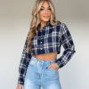 Lane 201 | Navy Plaid Crop Top