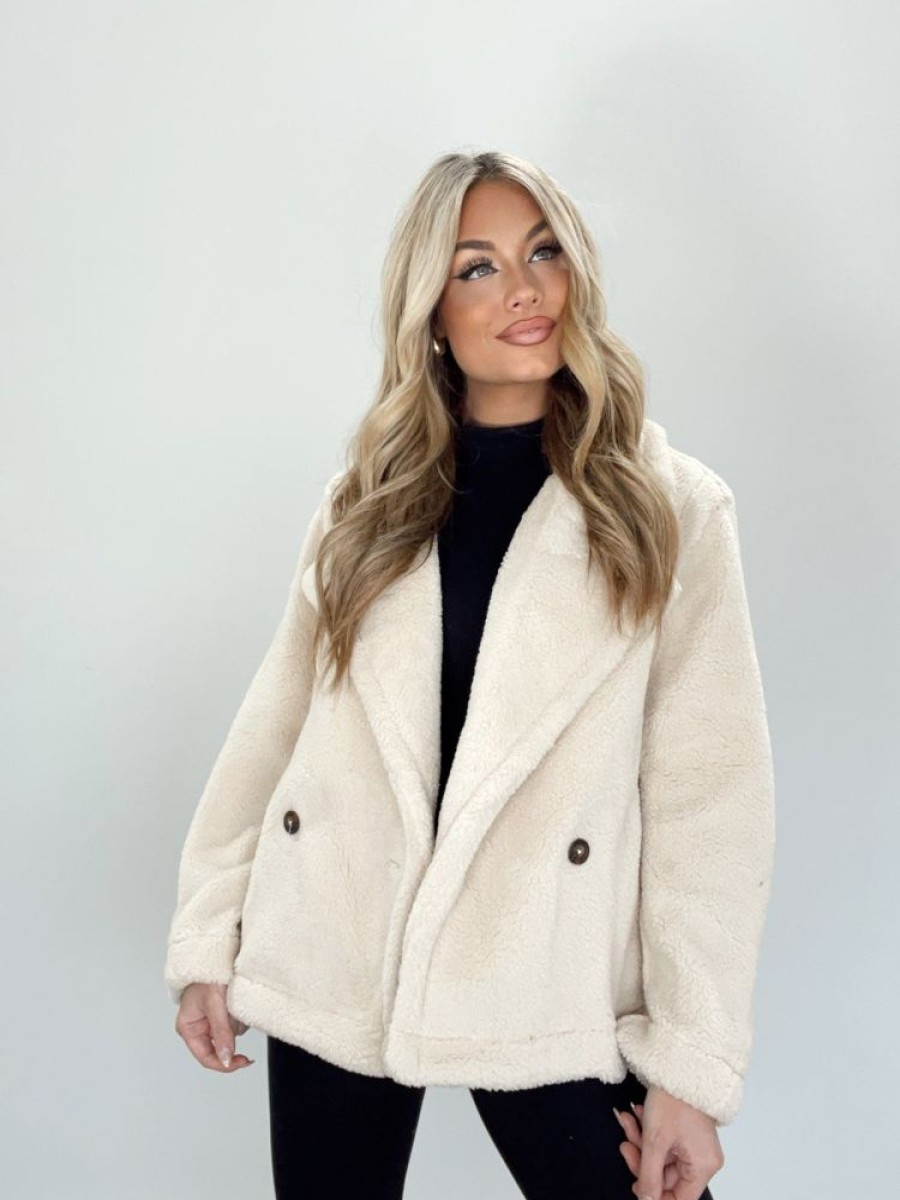 Lane 201 | Cream Teddy Coat