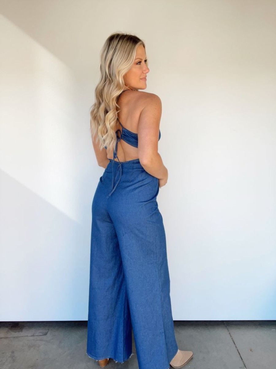 Lane 201 | Chambray Halter Jumpsuit