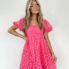 Lane 201 | Fuchsia Checkered Babydoll Dress